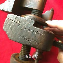 Antique 1800s Varvill & Sons Wooden Screw Stem Plough Plane Woodworking Tool