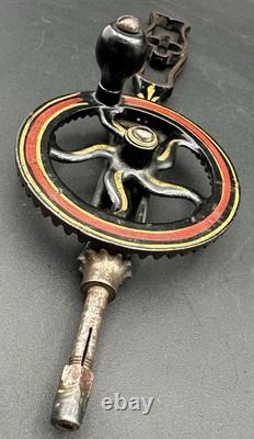 Antique 1880's Whitney's Tower & Lyon Hand Drill Woodworking With Box & Wrench