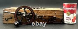 Antique 1880's Whitney's Tower & Lyon Hand Drill Woodworking With Box & Wrench