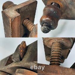 Antique 19th Century Wood Screw Arm Plane Molding Sash Woodworking All Original