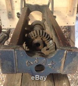 Antique-AJAX-Barn Beam Auger Hand Drill Press Boring Machine Primitive Woodwork