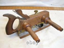 Antique Anderson & Lang Screw Arm Wooden Plow Plane Woodworking Brass Top