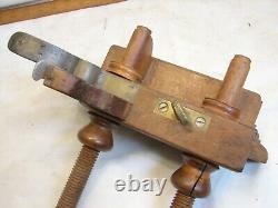 Antique Anderson & Lang Screw Arm Wooden Plow Plane Woodworking Brass Top