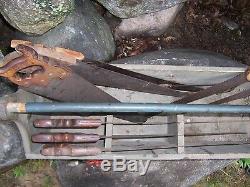 Antique Carpenter Woodworking Hand Saw Tool Caddy Lot Disston Primitive Decor