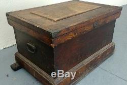 Antique Carpenter Woodworking Tool Chest Box Late 19th c. COMPLETE! Storage Find