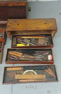 Antique Carpenter Woodworking Tool Chest Box Late 19th c. COMPLETE! Storage Find