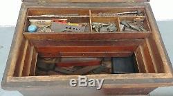 Antique Carpenter Woodworking Tool Chest Box Late 19th c. COMPLETE! Storage Find