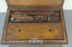 Antique Carpenter Woodworking Tool Chest Box Late 19th c. COMPLETE! Storage Find