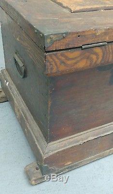Antique Carpenter Woodworking Tool Chest Box Late 19th c. COMPLETE! Storage Find