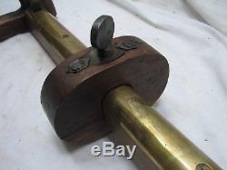 Antique Carpenter's Panel Slitter Gauge Woodworking Veneer Tool Brass/Wood Gage