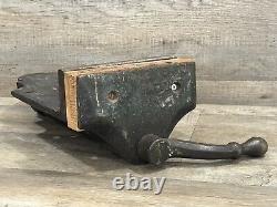 Antique Cast Iron Massey # 17 Woodworking Vise Under Bench Mount 50 Lbs EUC