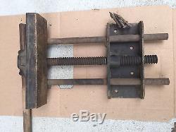 Antique FULTON tools woodworking vise under bench mount 2x10 jaw Labeled
