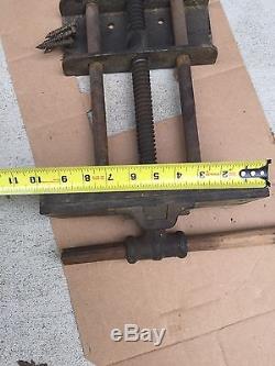 Antique FULTON tools woodworking vise under bench mount 2x10 jaw Labeled