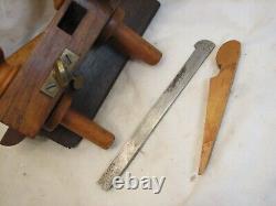 Antique J. Kellogg Rosewood Screw Arm Plow Plane Woodworking Moulson Cutter