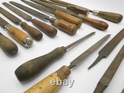 Antique Lot Kearney & Foot K&F USA Woodworking Hand Tools Files Homemade Handles