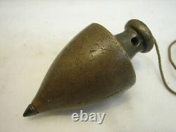 Antique Mason's Brass Plumb Bob Level Wood Working Tool Steel Tip Two 2 Pound