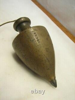 Antique Mason's Brass Plumb Bob Level Wood Working Tool Steel Tip Two 2 Pound