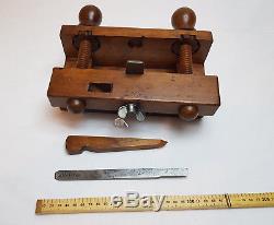 Antique Old Rare Outils Ausapin Wood Plow Plane Plough Woodwork Tools