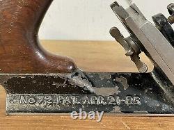 Antique Rare Stanley No. 72 1/2 Adjustable Chamfer & Beading Plane Woodwork Tool