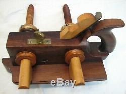 Antique Rosewood Screw Arm Plow Plane Woodworking Tool Brass Banded Nuts