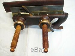 Antique Rosewood Screw Arm Plow Plane Woodworking Tool Brass Banded Nuts