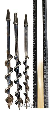 Antique Russell Jennings Wood Box Auger Drill Bits IRWIN BAKER SNELL Woodworking