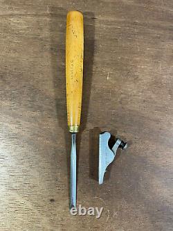 Antique Scarce Stanley No. 96 Chisel Gauge Plane + R Sorby Chisel Woodwork Tools