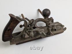 Antique Stanley No 45 Combination Plane Woodworking Tool Floral Cast Iron Patina