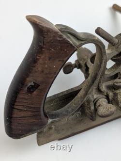 Antique Stanley No 45 Combination Plane Woodworking Tool Floral Cast Iron Patina