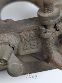 Antique Stanley No 45 Combination Plane Woodworking Tool Floral Cast Iron Patina