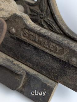 Antique Stanley No 45 Combination Plane Woodworking Tool Floral Cast Iron Patina