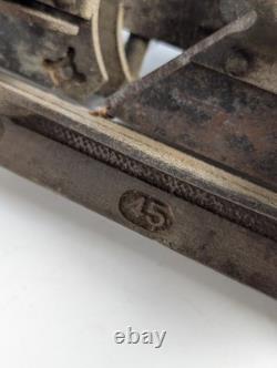 Antique Stanley No 45 Combination Plane Woodworking Tool Floral Cast Iron Patina