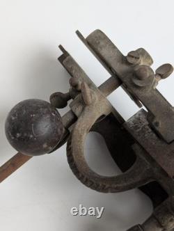 Antique Stanley No 45 Combination Plane Woodworking Tool Floral Cast Iron Patina