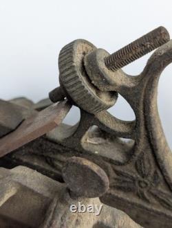 Antique Stanley No 45 Combination Plane Woodworking Tool Floral Cast Iron Patina