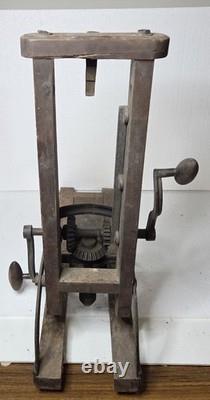 Antique Timber Frame Boring Machine Dual Crank Barn Beam Drill Cast Iron Wood