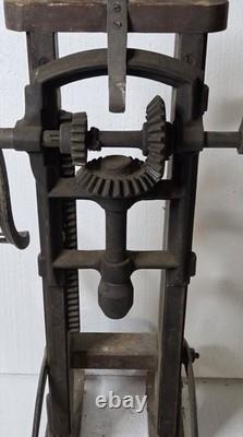 Antique Timber Frame Boring Machine Dual Crank Barn Beam Drill Cast Iron Wood