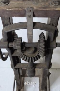 Antique Timber Frame Boring Machine Dual Crank Barn Beam Drill Cast Iron Wood