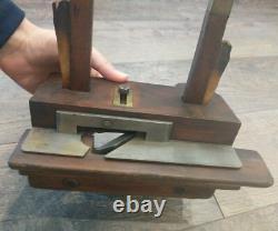 Antique Trade Mark Wood & Metal Brass Plow Plane Moulding Woodworking Tools