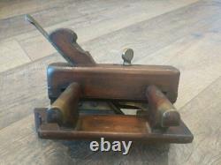 Antique Trade Mark Wood & Metal Brass Plow Plane Moulding Woodworking Tools
