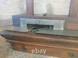 Antique Trade Mark Wood & Metal Brass Plow Plane Moulding Woodworking Tools