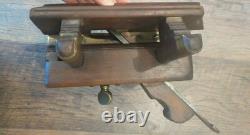 Antique Trade Mark Wood & Metal Brass Plow Plane Moulding Woodworking Tools