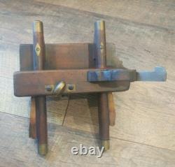 Antique Trade Mark Wood & Metal Brass Plow Plane Moulding Woodworking Tools