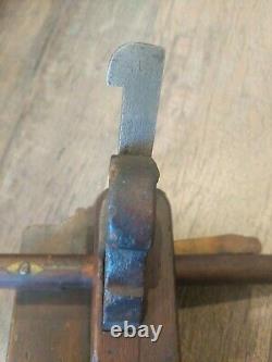Antique Trade Mark Wood & Metal Brass Plow Plane Moulding Woodworking Tools