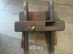Antique Trade Mark Wood & Metal Brass Plow Plane Moulding Woodworking Tools