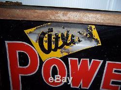 Antique Vintage Atlas Power King Woodworking Tools Metal & Glass Lighted Sign
