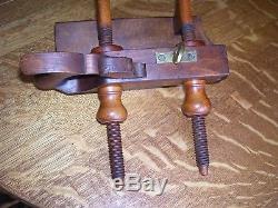 Antique Vintage Boxwood Brass & wood Arm Plow Woodworking Plane Tool