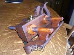 Antique Vintage Boxwood Brass & wood Arm Plow Woodworking Plane Tool