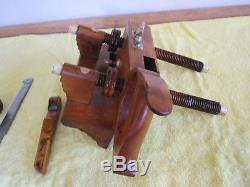 Antique Vintage Boxwood Ivory Brass & Steel Screw Arm Plow Woodworking Plane