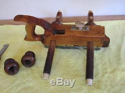 Antique Vintage Boxwood Ivory, Brass & Steel Screw Arm Plow Woodworking Plane