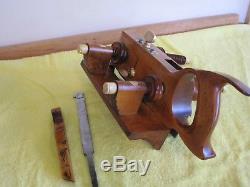 Antique Vintage Boxwood Ivory, Brass & Steel Screw Arm Plow Woodworking Plane